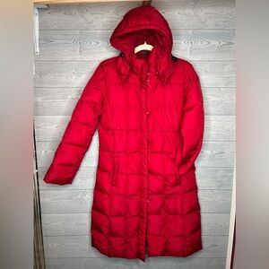 Vintage Red Down Puff Quilted Coat Brand The Company Store Size Small